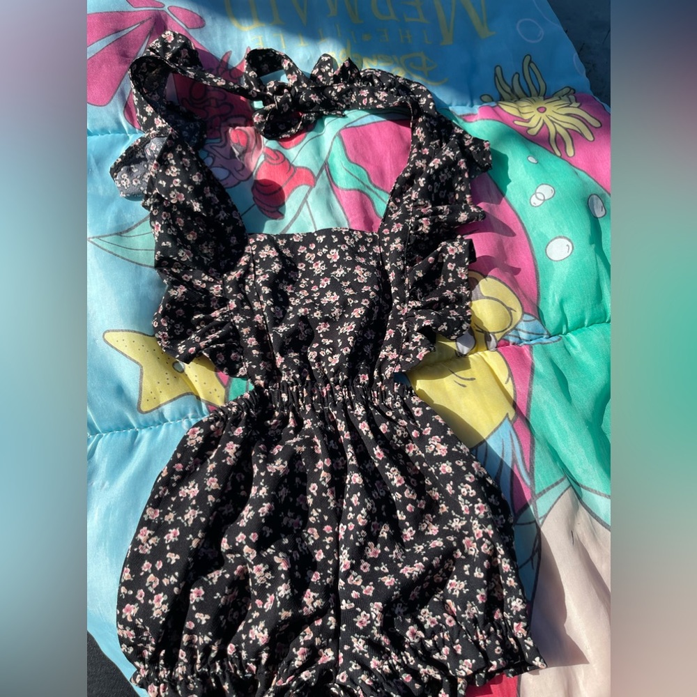 Bailey Blossoms Black floral romper